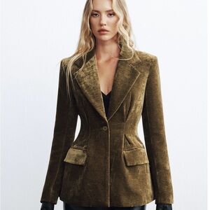 Commense Women's Velvet Blazer in Taupe